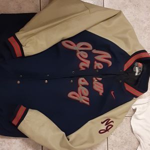 Nike leather sleeved New Jersey jacket